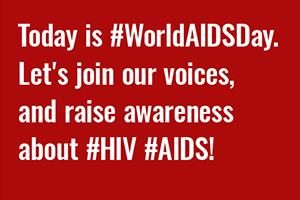 Voices for World AIDS Day Social Post &quot;Aujourd&#039;hui, c&#039;est la #WorldAIDSDay. Joignons nos voix et sensibilisons-nous au #VIH #SIDA !