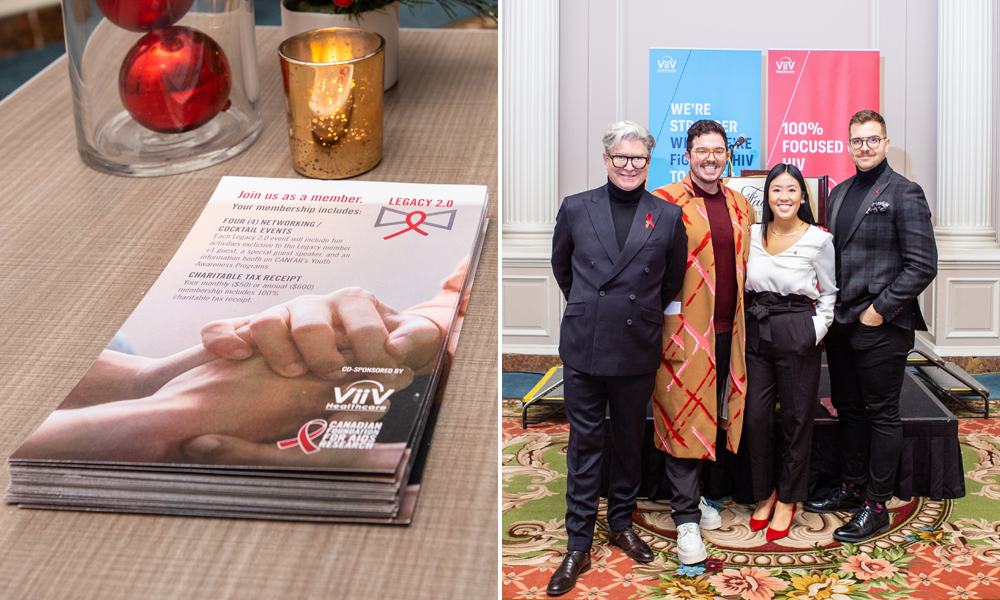 Image of donation cards and CANFAR's CEO, Legacy 2.0 Co-Chairs, Ottawa and and Toronto, and CANFAR Director of National Awareness Programs