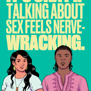 It&#039;s Okay if talking about sex is nerve-wracking postcard